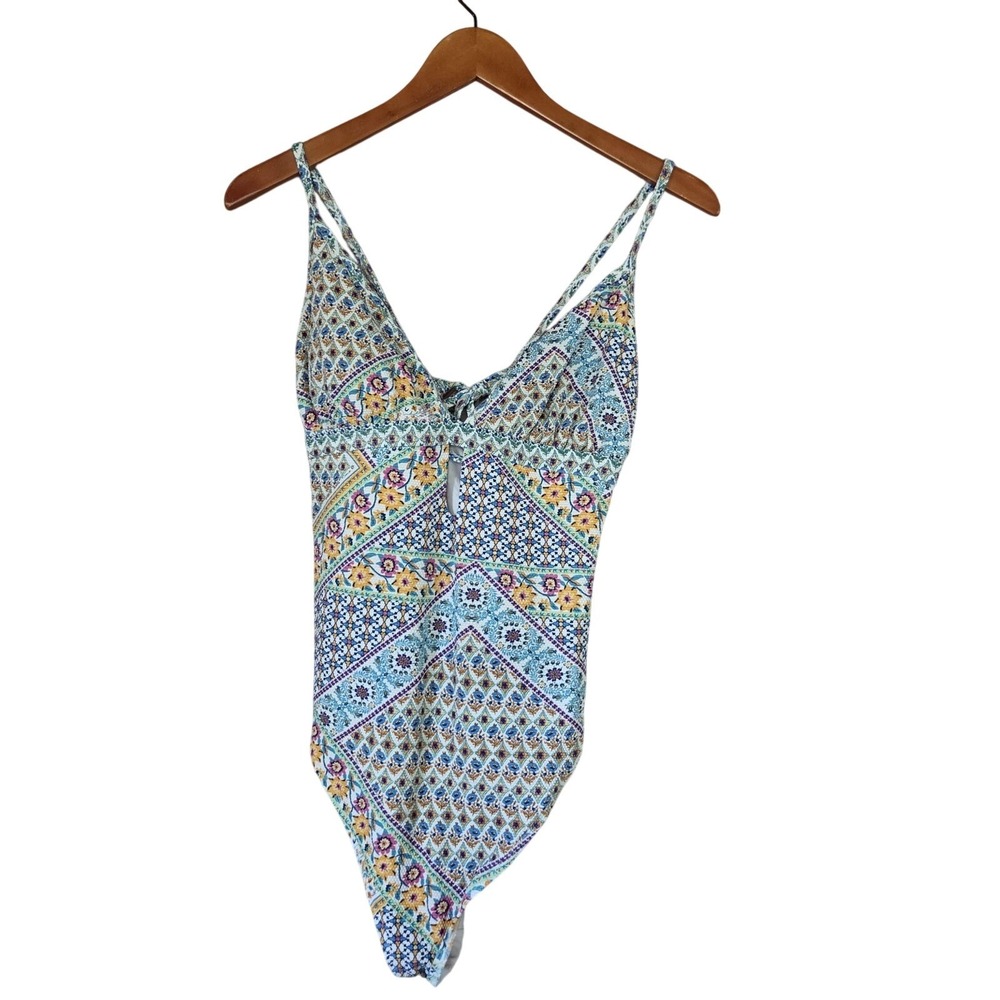 Jessica Simpson Swimsuit Womens XL Multicolor Boho Patchwork One Piece Lined